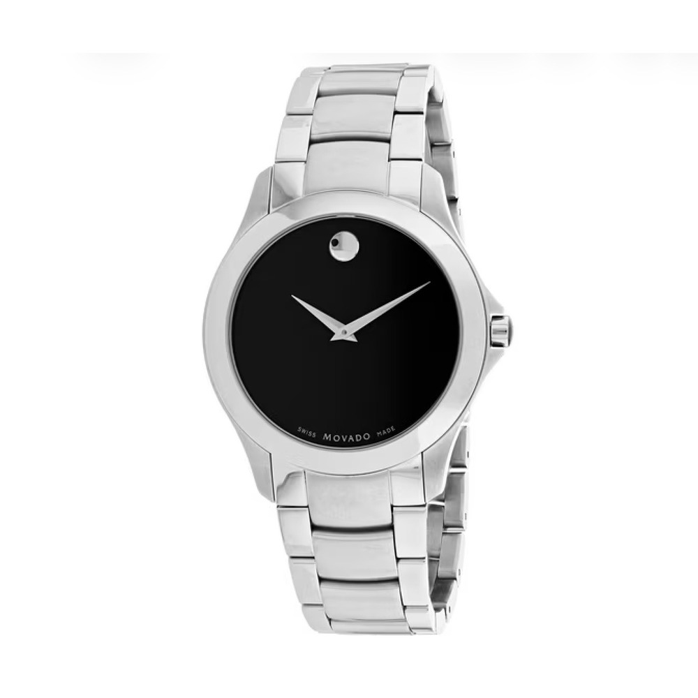 Movado Masino Black Dial Stainless Steel Mens Watch
